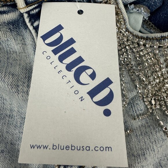 Blueb Collection Womens Light Denim Jeans With Rhinestone Fringe Size S - Picture 6 of 7